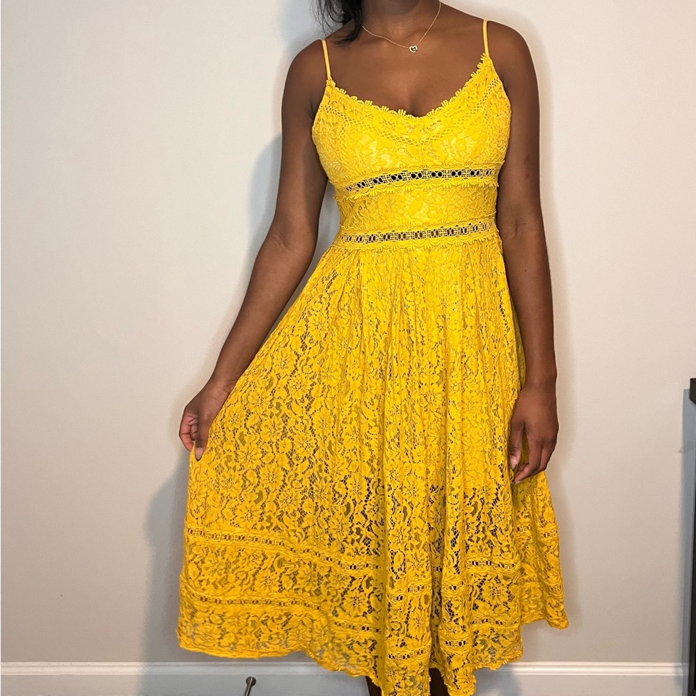 Yellow knit dress